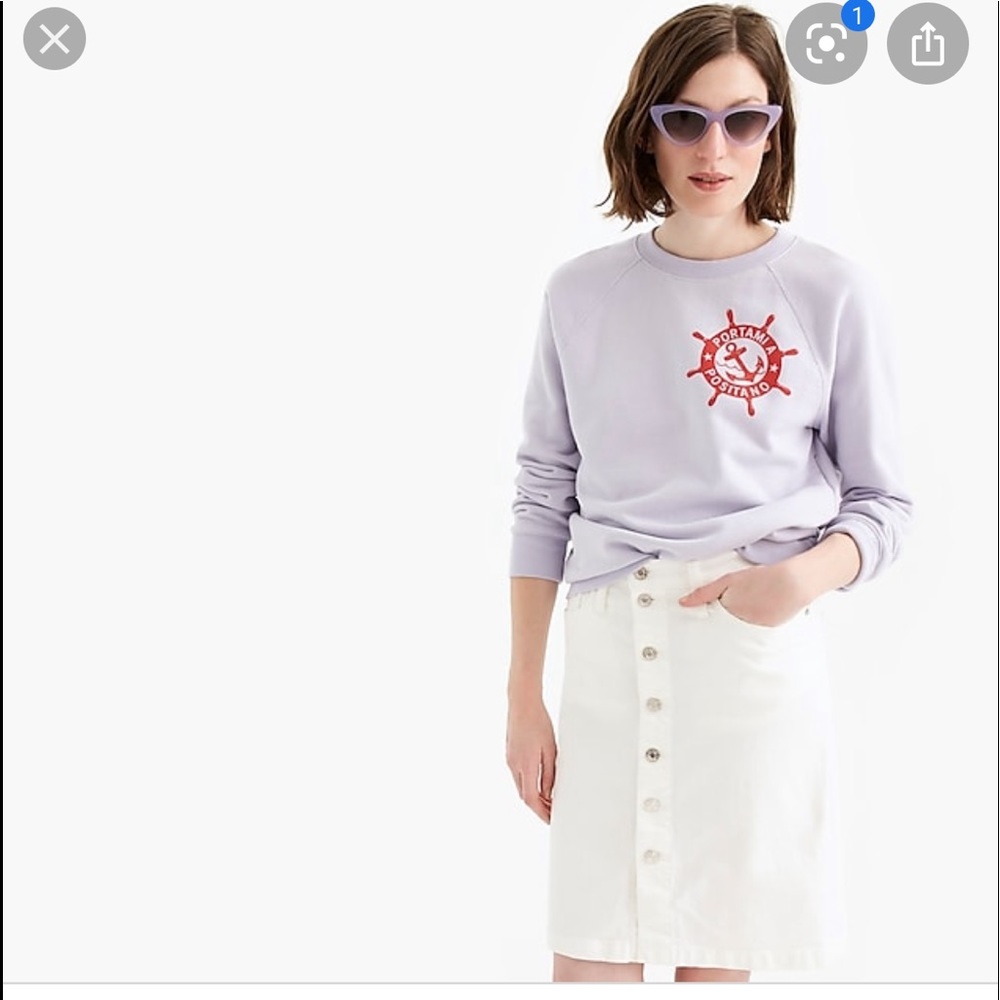 J. Crew Button Front Stretch Pencil Skirt - White